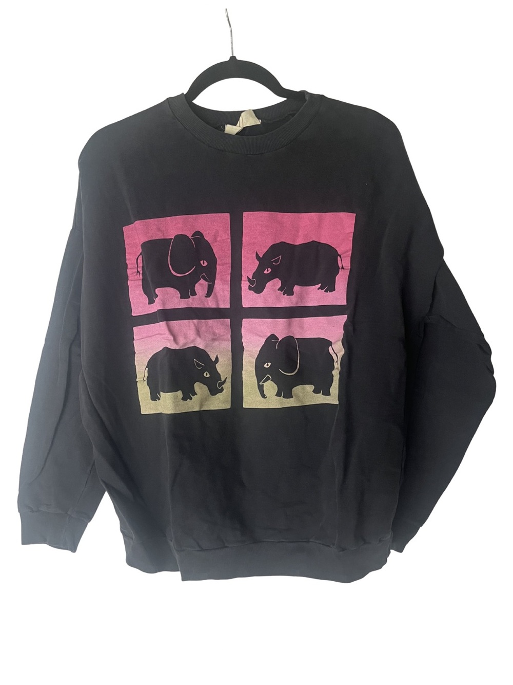 Vintage Black Rhino Graphic Sweatshirt Women's Size XL Y2K Streetwear